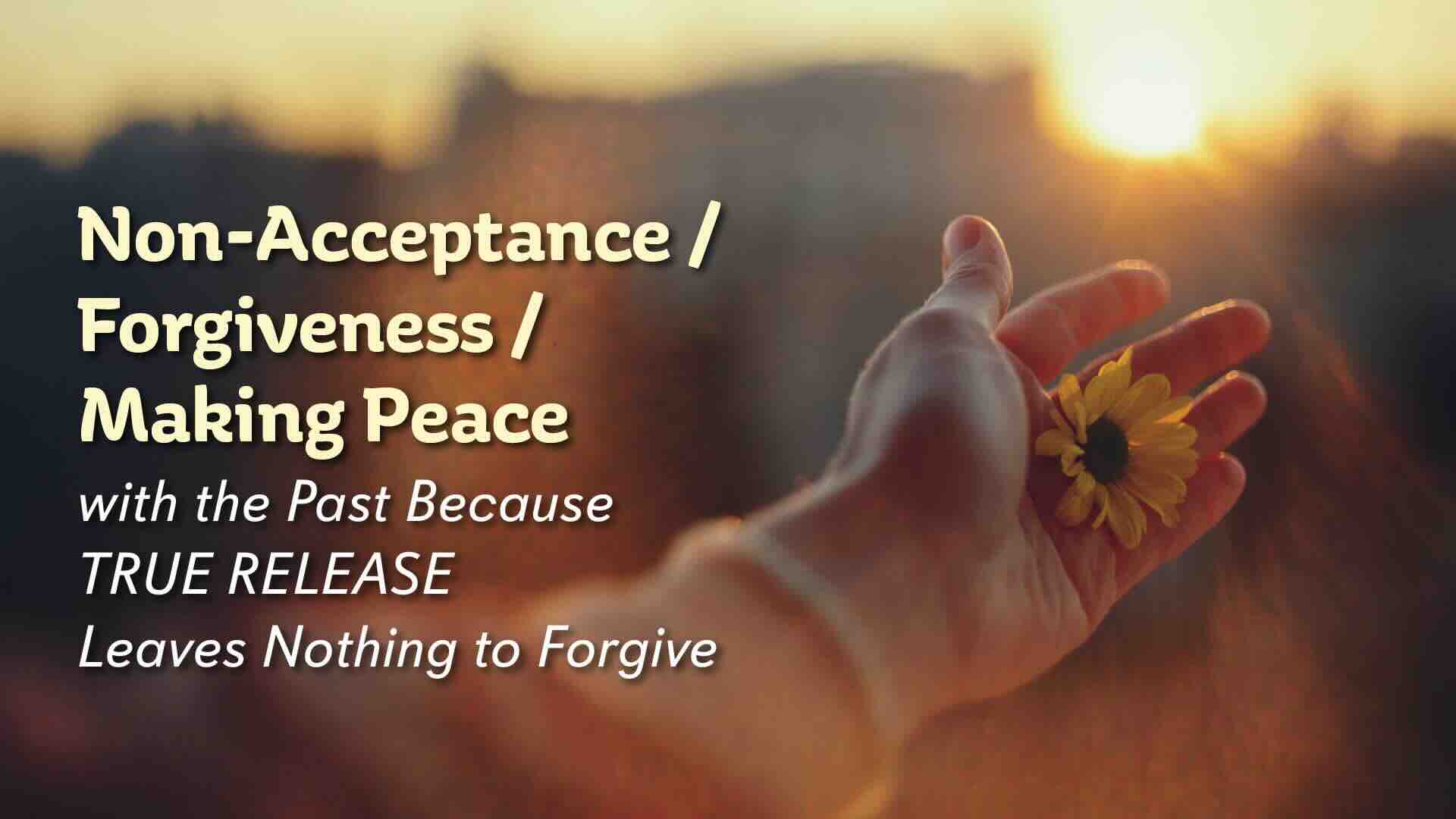 Non-Acceptance / Forgiveness / Making Peace with the Past
Because True Release Leaves Nothing to Forgive